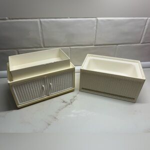 Barbie 1984 heart family nursery wicker bath tub and cupboard